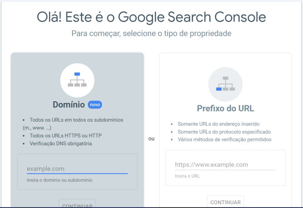 Como enviar um site para o Google Search Console