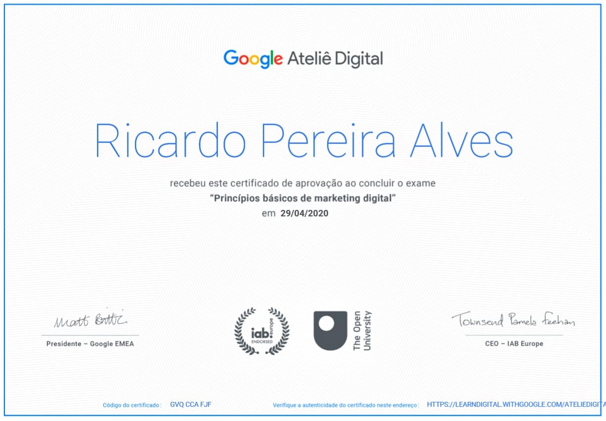 Ricardo Alves - Certificação Profissional Google